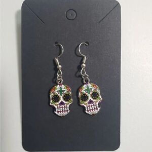 Handmade Halloween Day of the Dead Dia De Muertos candy skull earrings